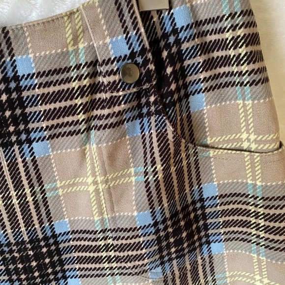 Etcetera black beige blue plaid skirt size 6 mini lined school girl uniform pock - Picture 3 of 8